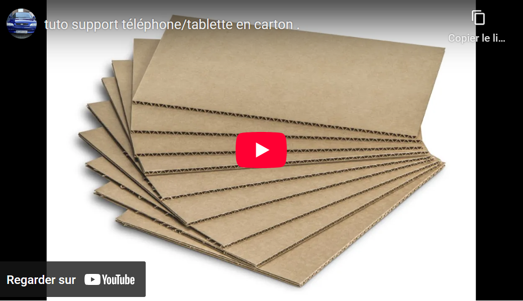 Capture d'écran de la vidéo sur YouTube "Support téléphone/tablette en carton"