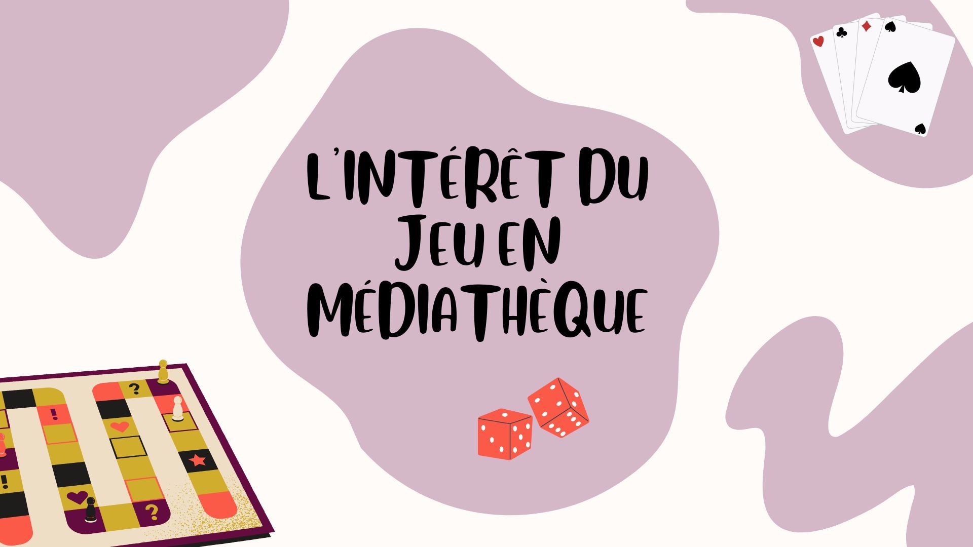 L'intérêt du jeu en médiathèque. Page de présentation du diaporama sur Canva