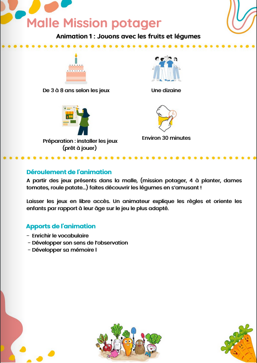 Fiche activité de la malle "Mission Potager" publiée sur Calameo