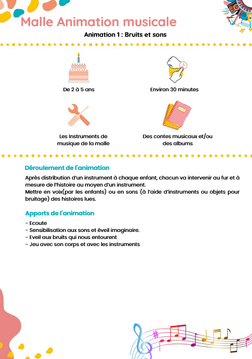 Fiche activité de la malle "Animation musicale" publiée sur Calameo