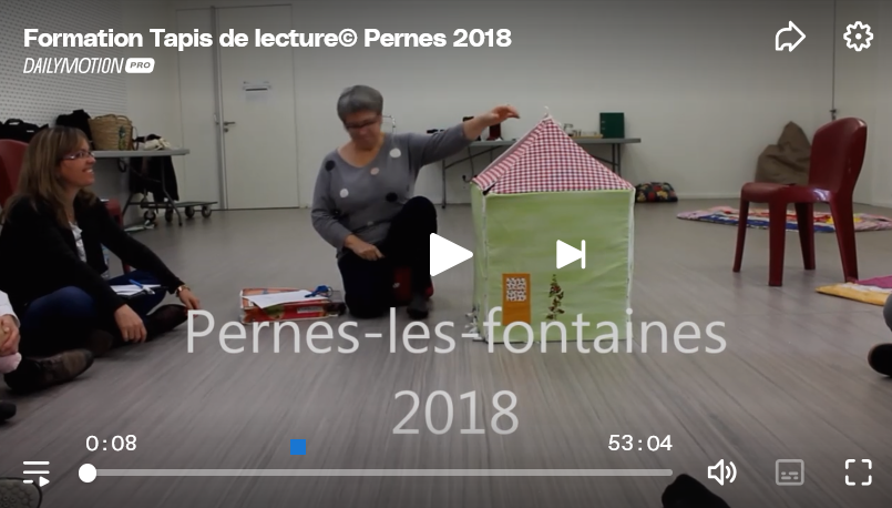 Capture d'écran de la vidéo sur DailyMotion "Formation tapis-lecture à Pernes-les-Fontaines"