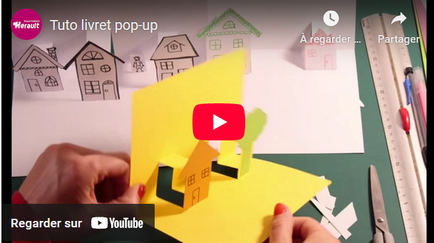 Capture d'écran de la vidéo sur YouTube "Tuto Livret pop-up"