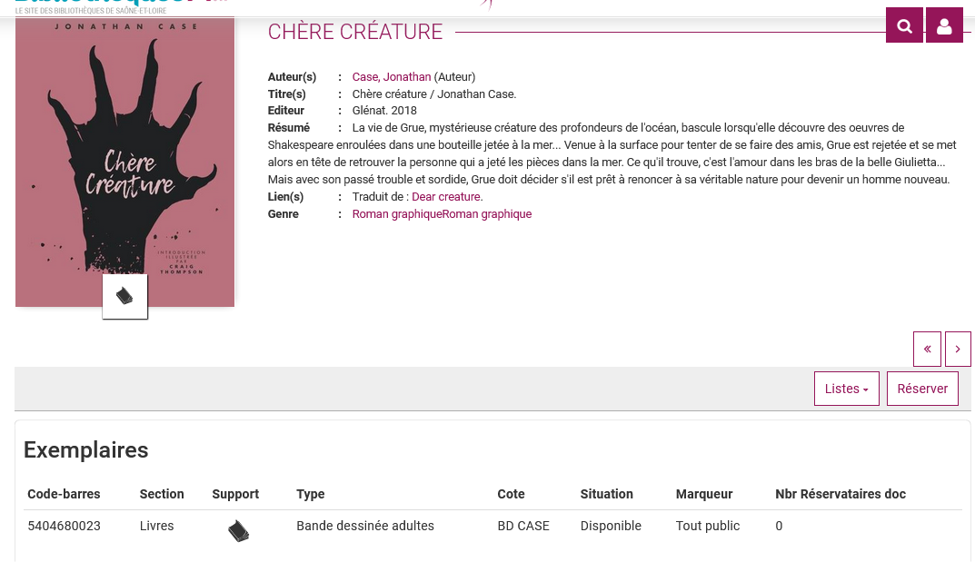 Notice d'un document et ses données exemplaires