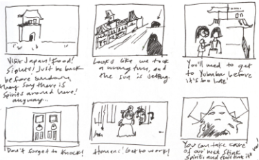 Planche d'un storyboard "fait maison"